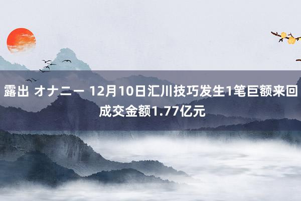 露出 オナニー 12月10日汇川技巧发生1笔巨额来回 成交金额1.77亿元