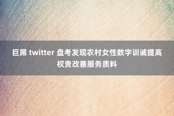 巨屌 twitter 盘考发现农村女性数字训诫提高权贵改善服务质料